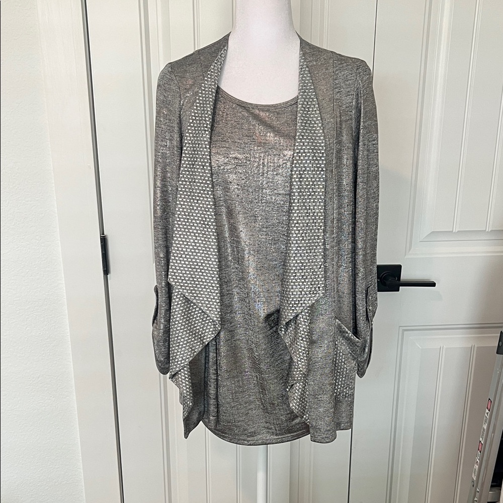 Elegant Silver Women's 2 Pc jacket and top